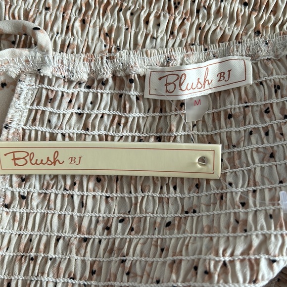 Blush BJ Cream Floral Print Cut Out Tie Smocked Mini Dress - Picture 8 of 8